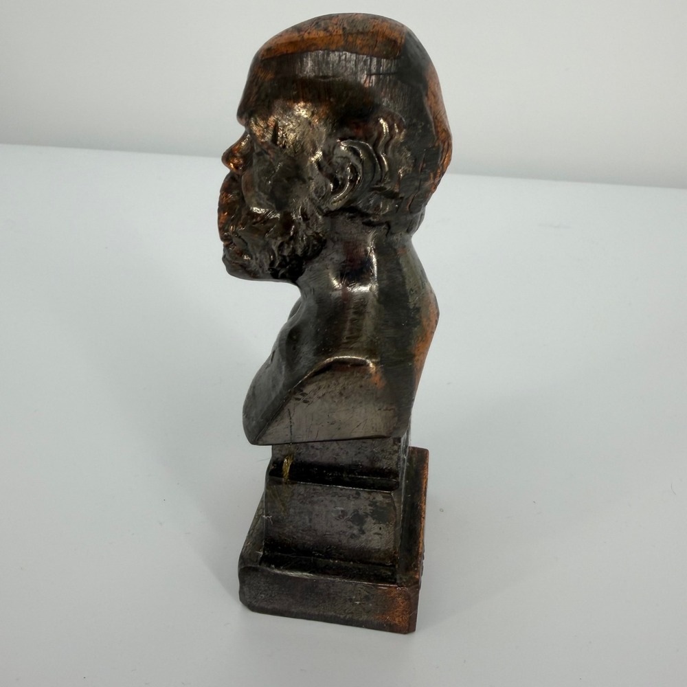 Socrates Bust Figure Bronze Color Greek Philosopher 7" Vintage Western Sculpture - Picture 4 of 7